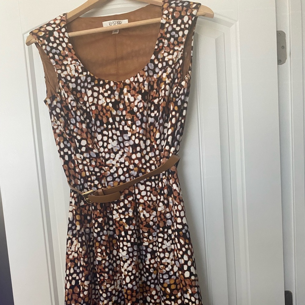 Kasper Brown and White Patterned Dress